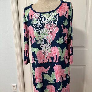 Simply Southern size small t shirt dress pink elephant's design